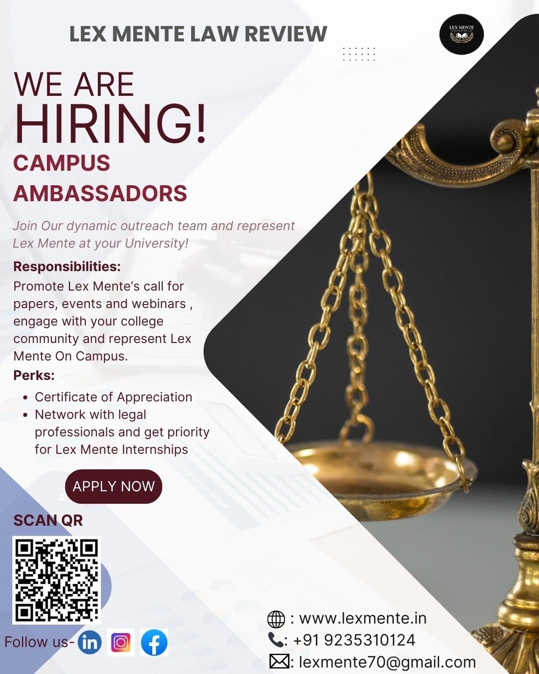 Campus Ambassador Program QR code and information